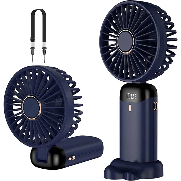 Портативний вентилятор Mini fan XL-880 діаметр 9 см з підставкою для телефону та дисплеєм - зображення 2