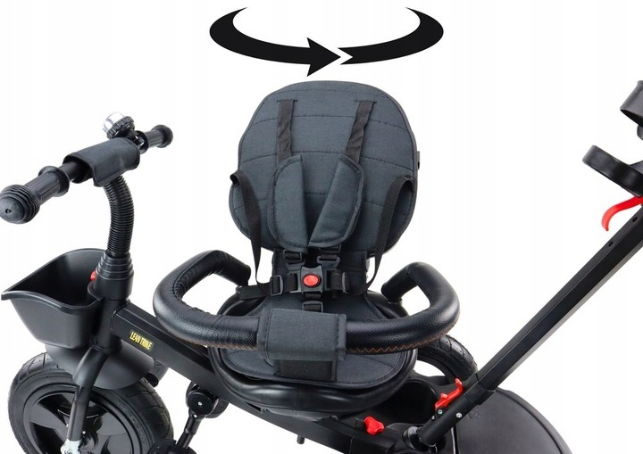 Rowerek trójkołowy spacerówka LEAN Toys wielofunkcyjny czarny PRO550 (5905991023159) - obraz 9
