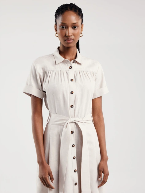 Плаття-сорочка довге літнє жіноче Big Star Okire 800 L Бежеве (5900714890124) - зображення 4