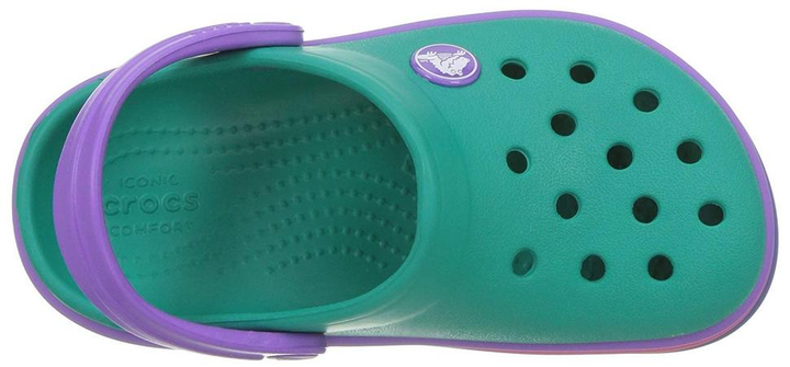 Дитячі крокси для дівчинки Crocs Crocband Rainbow Band Clog Tropical Teal (27/28, м'ятні) - Фото 8 Дитячі крокси для дівчинки Crocs Crocband Rainbow Band Clog Tropical Teal (27/28, м'ятні) - изображение 8
