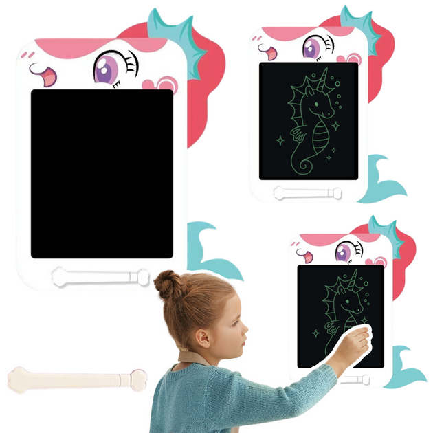 Tablet-znikopis magnetyczny do rysowania i pisania LEAN Toys Jednorożec białay LCD Rysik (5905991057277) - obraz 5