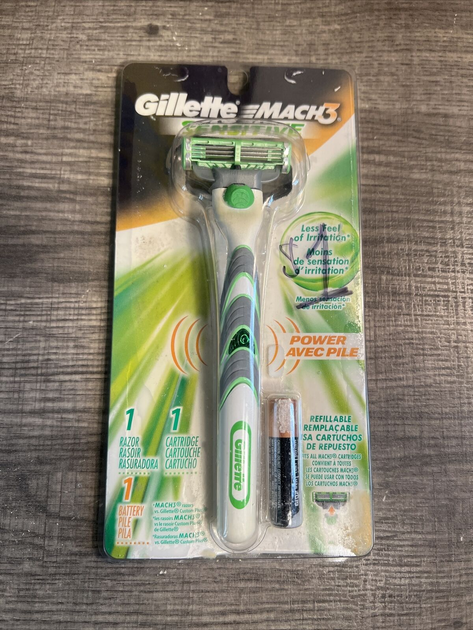 Чоловічий станок Gillette Mach3 Sensitive Power з одним картриджем і батарейкою - зображення 2
