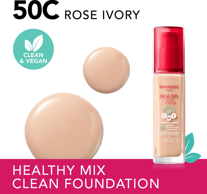 Тональний крем Bourjois Radiance Reveal Healthy Mix Foundation №50 rose ivory 30 мл (3616303397180) - изображение 2