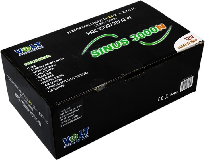 Перетворювач напруги Volt Polska Sinus 3000 12/230V 1500/3000W (3SIP300012) - зображення 6