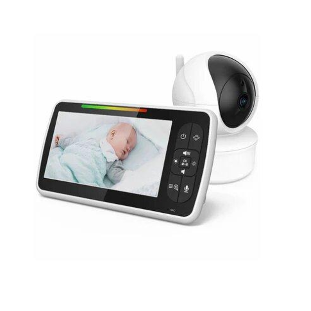Видеоняня OnePro SM-650 с 5-дюймовым ЖК-монитором, датчиком звука, ночное виденье, беспроводная, поворотная видеооняня c дисплеем и измерением температуры - изображение 3