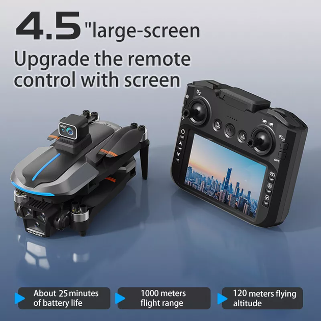 Квадрокоптер AE8 EVO с камерой 4K, GPS, экраном на пульте 4.5", обходом препятствий, до 25 мин полета - изображение 4