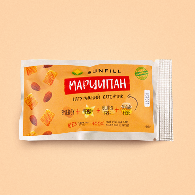 Батончик Марципан Sunfill без сахара и глютена, натуральный, 40 г - Фото 1 Батончик Марципан Sunfill без сахара и глютена, натуральный, 40 г - изображение 1