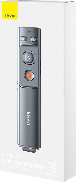 Презентер Baseus Orange Dot WKCD000013 wireless remote control with laser pointer for presentations Grey (6953156209404) - зображення 8