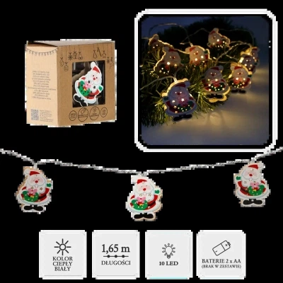 Гирлянда Chomik Санта-Клаус 1.65 м 10 LED Теплый белый (5900779854086) - изображение 7