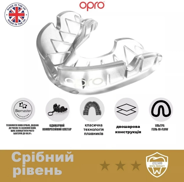 Капа OPRO Silver детская (возраст до 11) Clear (art.102503006) (Silver_JR_Clear) - изображение 5