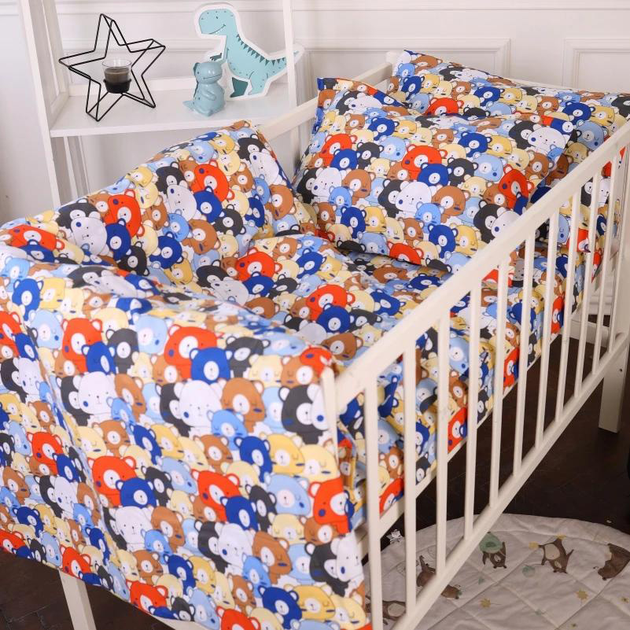 Комплект постільної білизни MirSon Kids Time 110x140 см 20-0032 Colored bears Бязь (2200009638701) - зображення 1