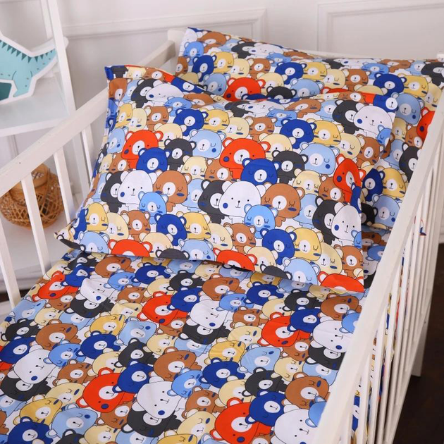 Комплект постільної білизни MirSon Kids Time 110x140 см 20-0032 Colored bears Бязь (2200009638701) - зображення 2