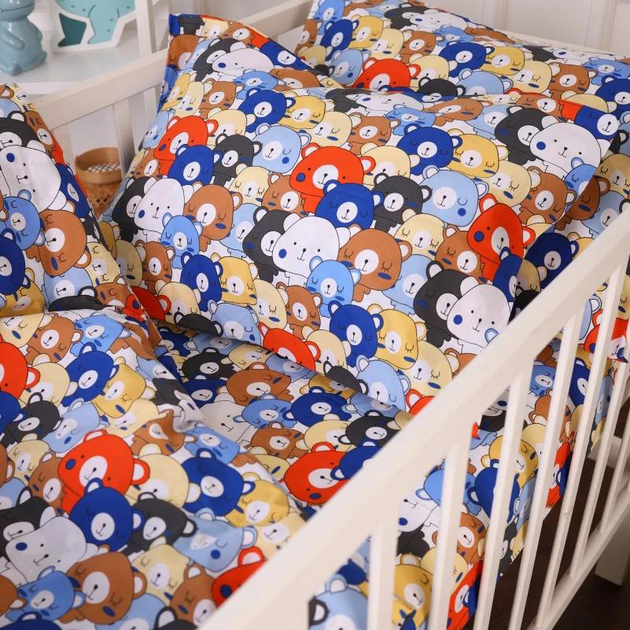 Комплект постільної білизни MirSon Kids Time 110x140 см 20-0032 Colored bears Бязь (2200009638701) - зображення 4