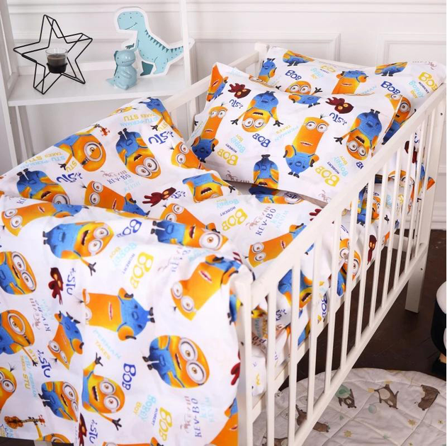 Комплект постільної білизни MirSon Kids Time 110x140 см 20-0036 Minions Бязь (2200009639470) - зображення 1