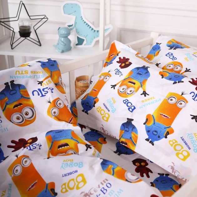 Комплект постільної білизни MirSon Kids Time 110x140 см 20-0036 Minions Бязь (2200009639470) - зображення 5