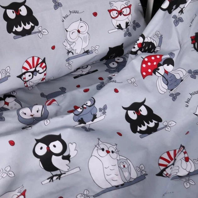 Комплект постельного белья Mirson Полуторный 143x210 см Kids Time 17-0672 Silver Owlets Бязь (2200010183948) - изображение 5