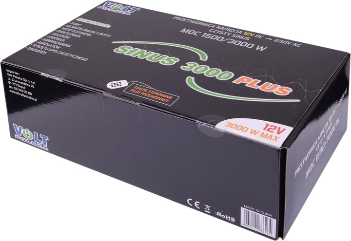 Перетворювач напруги Volt Polska Sinus Plus 3000 12/230V 1500/3000W (3SIR300012) - зображення 7