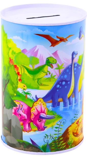 Skarbonka LEAN Toys Metalowa skarbonka z kolorowym motywem dinozaura 13 x 8 cm 22090 (5905991044468) - obraz 1