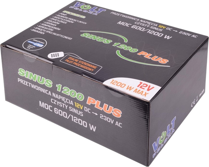 Перетворювач напруги Volt Polska Sinus Plus 1200 12/230V 600/1200W (3SIR120012) - зображення 6