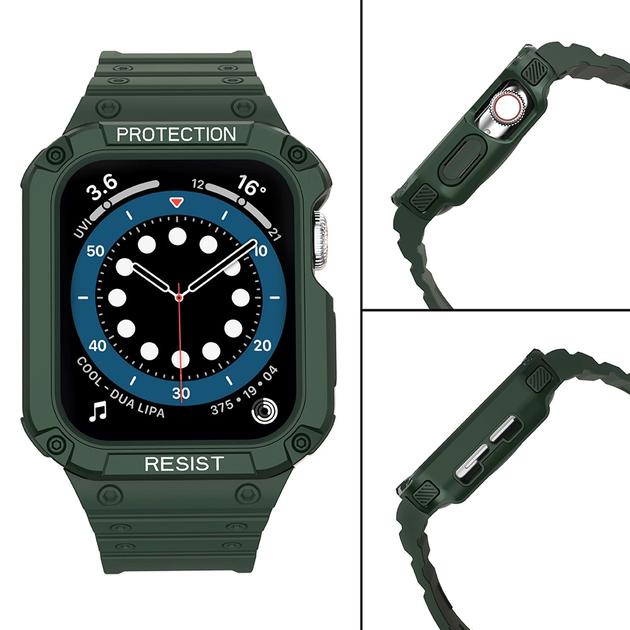 Ремінець із чохлом Hurtel Protect Strap Band для Apple Watch 42/44/45 мм Green (9145576231784) - зображення 4