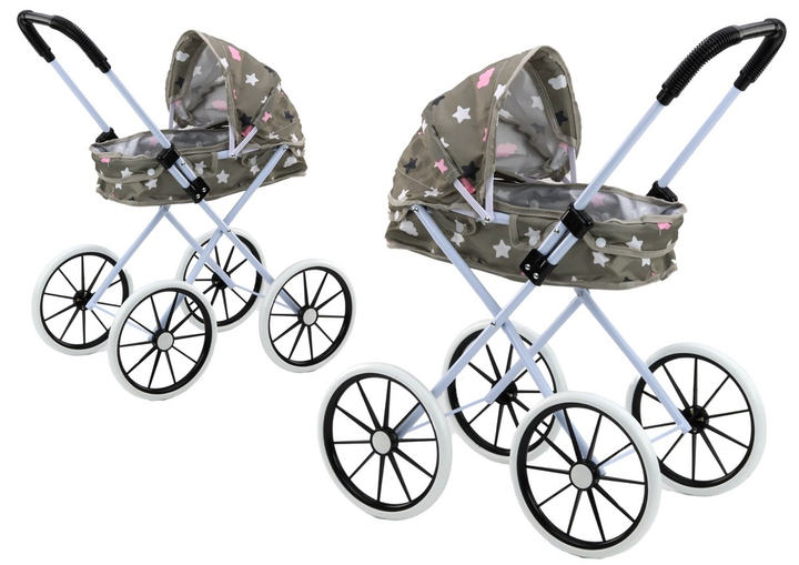 Візочок для ляльок LEAN Toys великі колеса складні мотив зірки сірий 17741 (5905991005919) - зображення 2