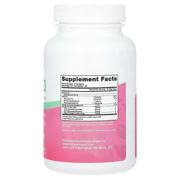 Омега-3 для беременных Omega 3 Fairhaven Health, 90 капсул - изображение 2