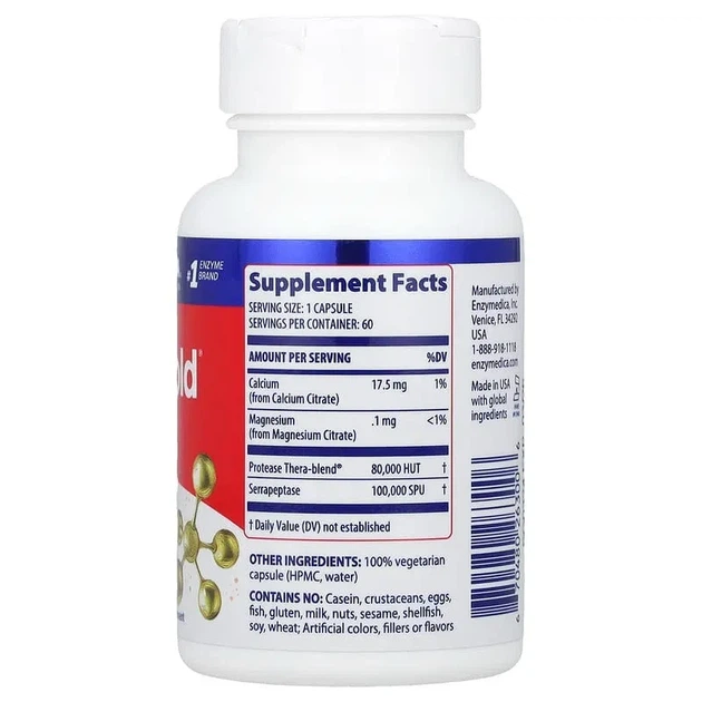 Серрапептаза для сердца High Activity Serrapeptase Enzymedica, 60 капсул - Фото 2 Серрапептаза для сердца High Activity Serrapeptase Enzymedica, 60 капсул - изображение 2