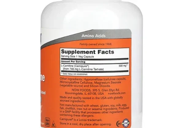 Карнитин Now Foods (L-Carnitine) 500 мг 180 капсул - изображение 2