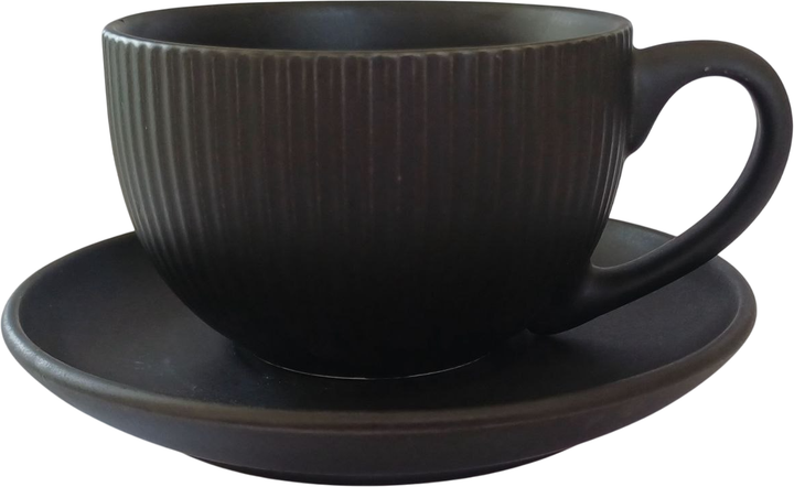 Акція на Чашка з блюдцем Milika Decagon Black 250 мл (M0430-CHB250-2B) від Rozetka