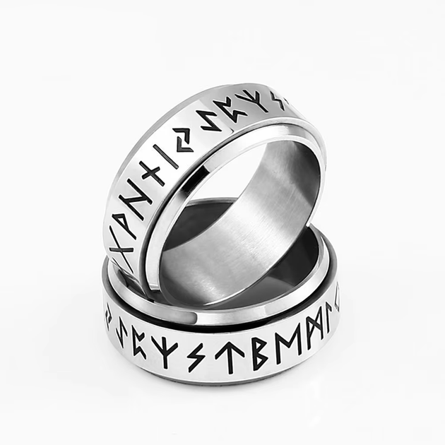 Кольцо-спиннер талисман 24 руны в скандинавском стиле [L-951] Viking р. 17 - изображение 3
