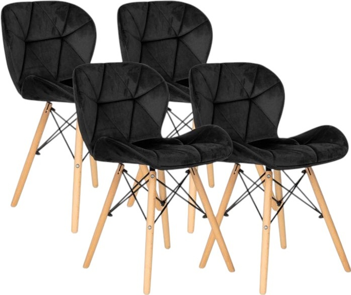 Zestaw krzeseł do kuchni i salonu ModernHome by Multistore KJC208 4 szt Black (5905817000692) - obraz 1