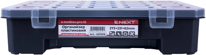 Органайзер 10 отделений 273х231х62мм пластиковый [t011015] e.toolbox.pro.15 E.NEXT - изображение 2