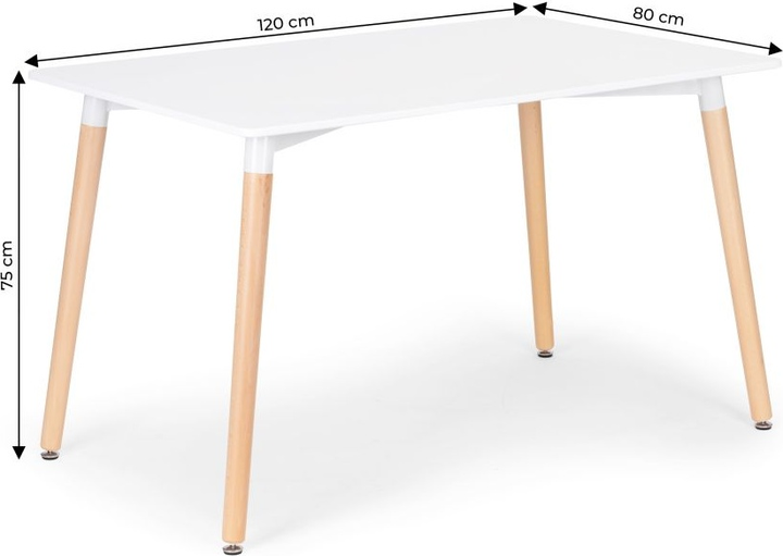 Stół do jadalni ModernHome by Multistore 120 x 80 cm biały (5903769977055) - obraz 4