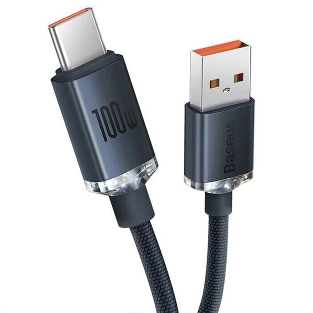Дата кабель Baseus Crystal Shine Series USB to Type-C 100W (1.2m) (CAJY00040) Black - изображение 2