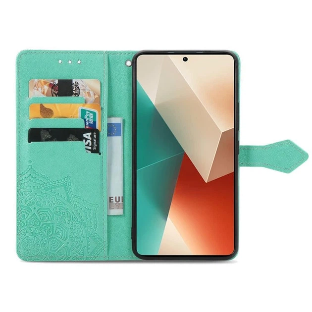Кожаный чехол-книжка Art Case с визитницей для Xiaomi Poco M7 5G Бирюзовый Без бренда - Фото 2 Кожаный чехол-книжка Art Case с визитницей для Xiaomi Poco M7 5G Бирюзовый Без бренда - изображение 2