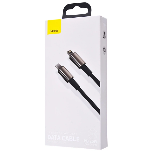Дата кабель Baseus Tungsten Gold Type-C to Lightning PD 20W (1m) (CATLWJ) Черный - изображение 5