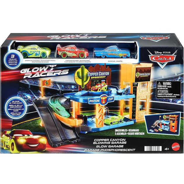 Zestaw do zabawy Disney Pixar Cars Auta Glow Racers Garaż Copper Canyon + 3 pojazdy (194735170395) - obraz 5