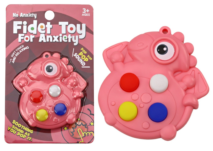 Іграшка-антистрес Pop It Lean Toys Динозавр сенсорний кишеньковий рожевий 17760 (5905991006107) - зображення 3
