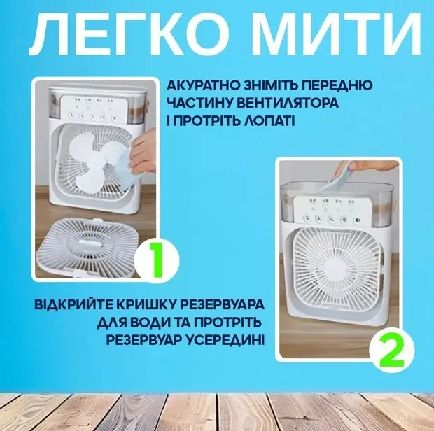 Мини вентилятор с увлажнителем воздуха vu 01 led type c - изображение 5