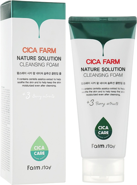 Pianka do mycia twarzy FarmStay Cica Farm Nature Solution 180 ml (8809480773228 / 8809635231184) - obraz 2