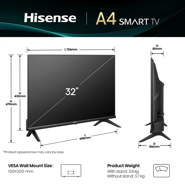 Telewizor Hisense 32" 32A4Q - obraz 3