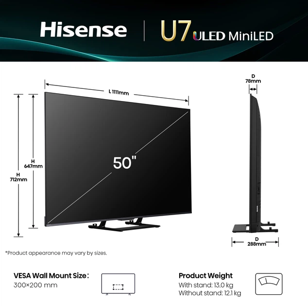 Telewizor Hisense MiniLED 50" 50U7Q (6942351420899) - obraz 3