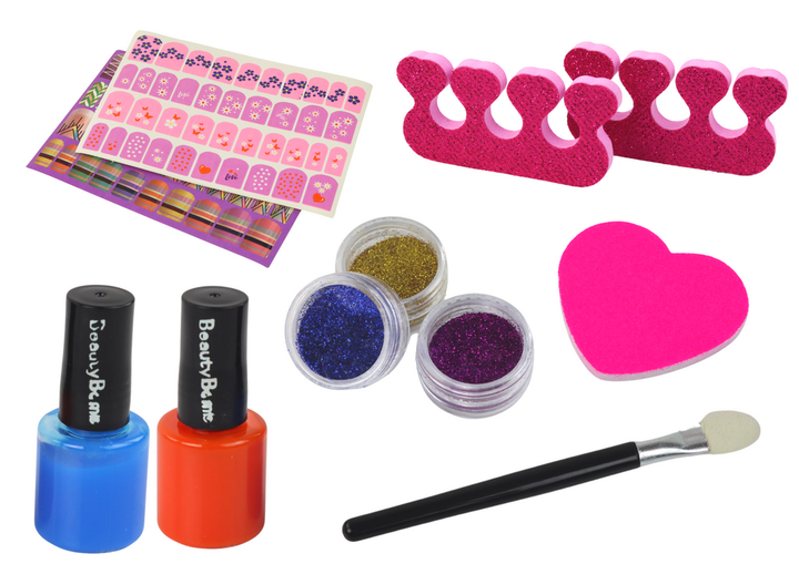 Zestaw do malowania paznokci dla dzieci LEAN Toys Beauty Bomb XXL naklejki i brokaty (5905884459171) - obraz 2