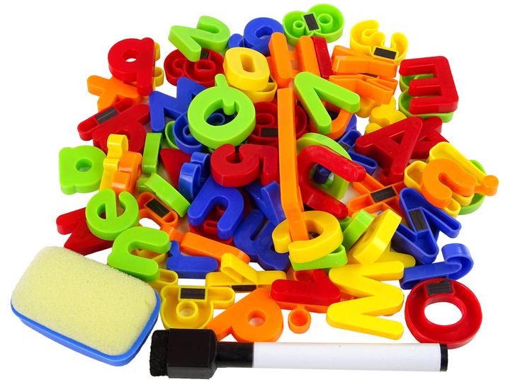 Tablica magnetyczna stojąca LEAN Toys Niebieski z żółtym, pisak i magnesy, szufladki i półka (5905323210806) - obraz 4