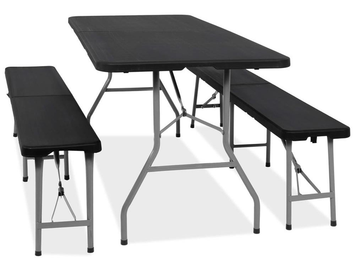 Zestaw cateringowy Springos Stół + ławki 180 x 74 x 74 cm GF0098 Czarny (5907719476117) - obraz 2