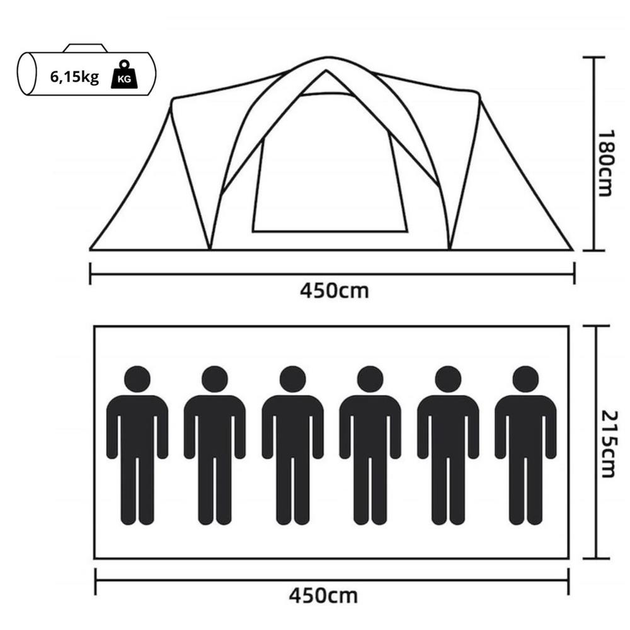 Намет кемпінговий Springos 450 x 215 x 180 см PT030 (5907719481234) - зображення 17