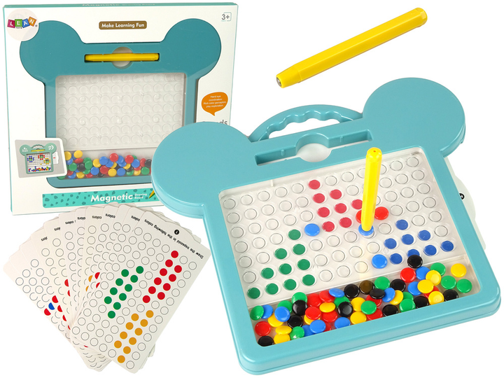 Układanka magnetyczna LEAN Toys niebiska, rysik i 12 kart (5905515351300) - obraz 1