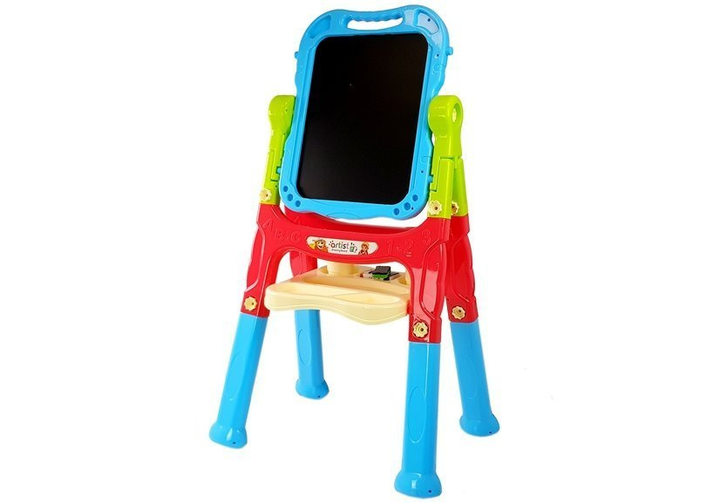 Tablica magnetyczna kredowa LEAN Toys Niebiesko-Czerwona, regulacja wysokości, akcesoria (5903802457117) - obraz 2