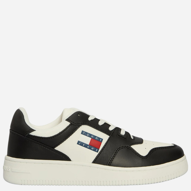 Sneakersy damskie skórzane Tommy Jeans EN0EN02505-0GS 38 Białe z czarnym (8720638359029) - obraz 1