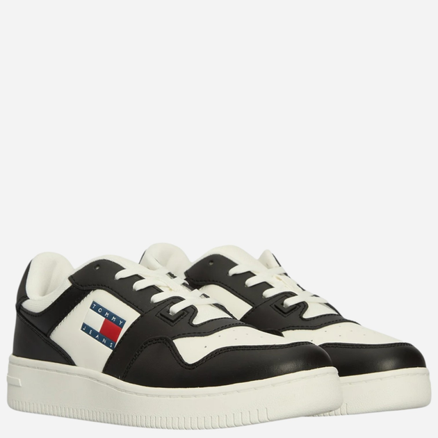 Sneakersy damskie skórzane Tommy Jeans EN0EN02505-0GS 40 Białe z czarnym (8720638359098) - obraz 2